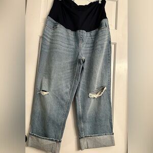 Isabel Maternity by Ingrid & Isabel Light Blue Ripped Ankle Jeans 16 nwt